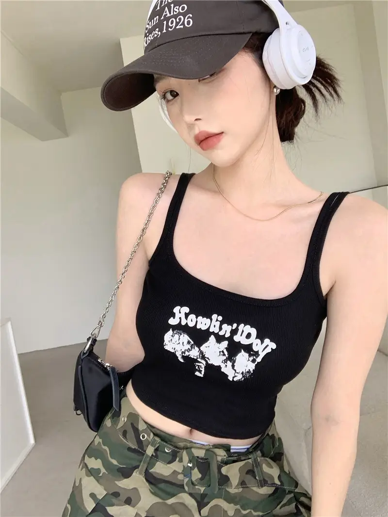 Red Sleeveless Camisole Women Summer Slim Fit Printed — feature 30