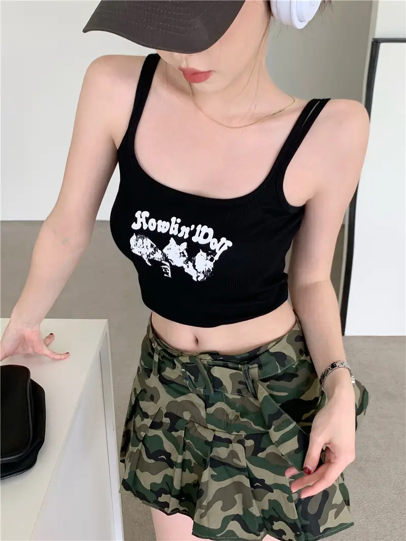 Red Sleeveless Camisole Women Summer Slim Fit Printed — feature 38