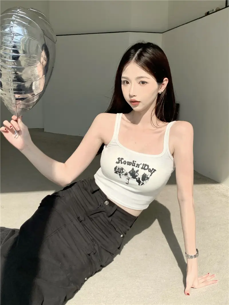 Red Sleeveless Camisole Women Summer Slim Fit Printed — feature 9