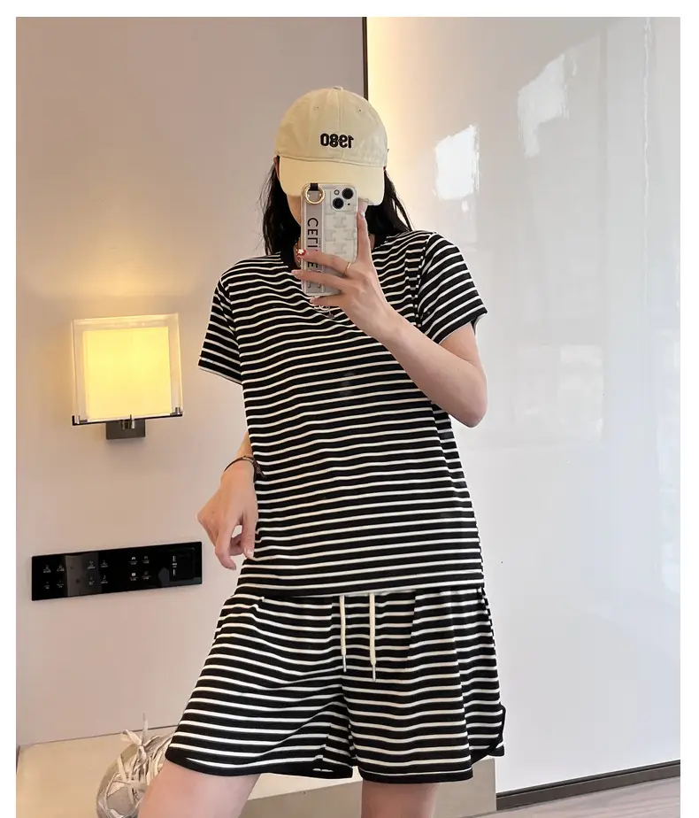 Women Striped Drawstring Shorts Summer Casual Wear — feature 24