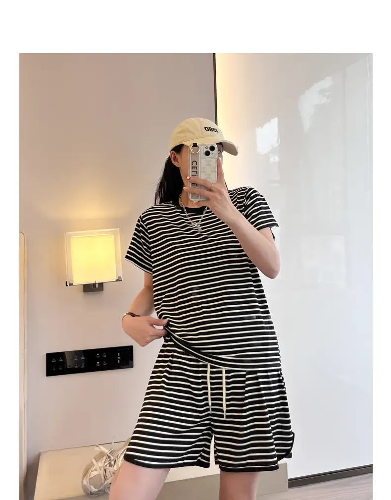 Women Striped Drawstring Shorts Summer Casual Wear — feature 25