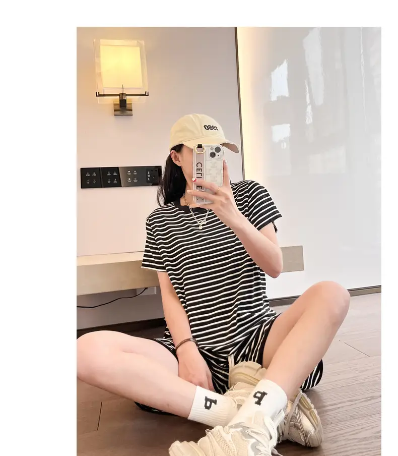 Women Striped Drawstring Shorts Summer Casual Wear — feature 26