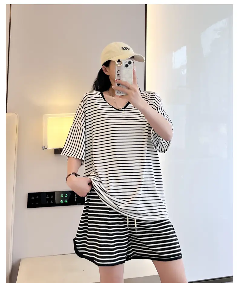 Women Striped Drawstring Shorts Summer Casual Wear — feature 27