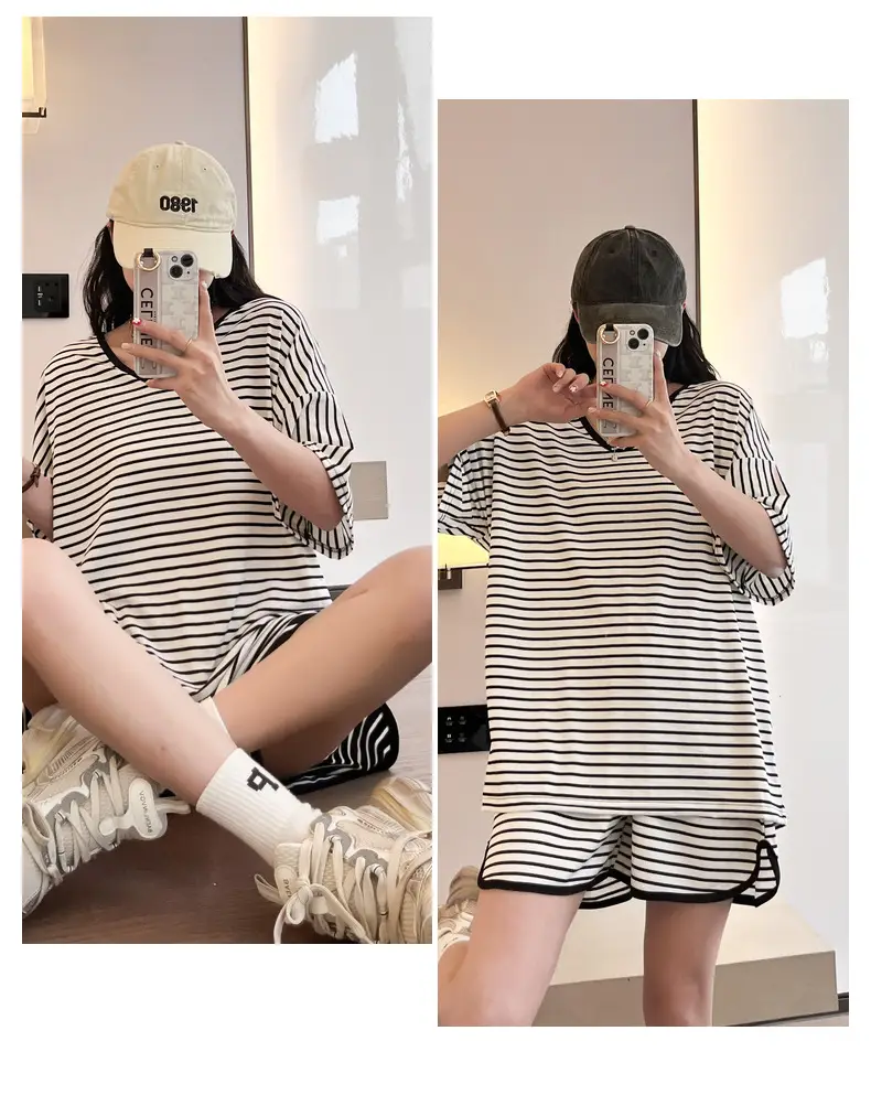 Women Striped Drawstring Shorts Summer Casual Wear — feature 28