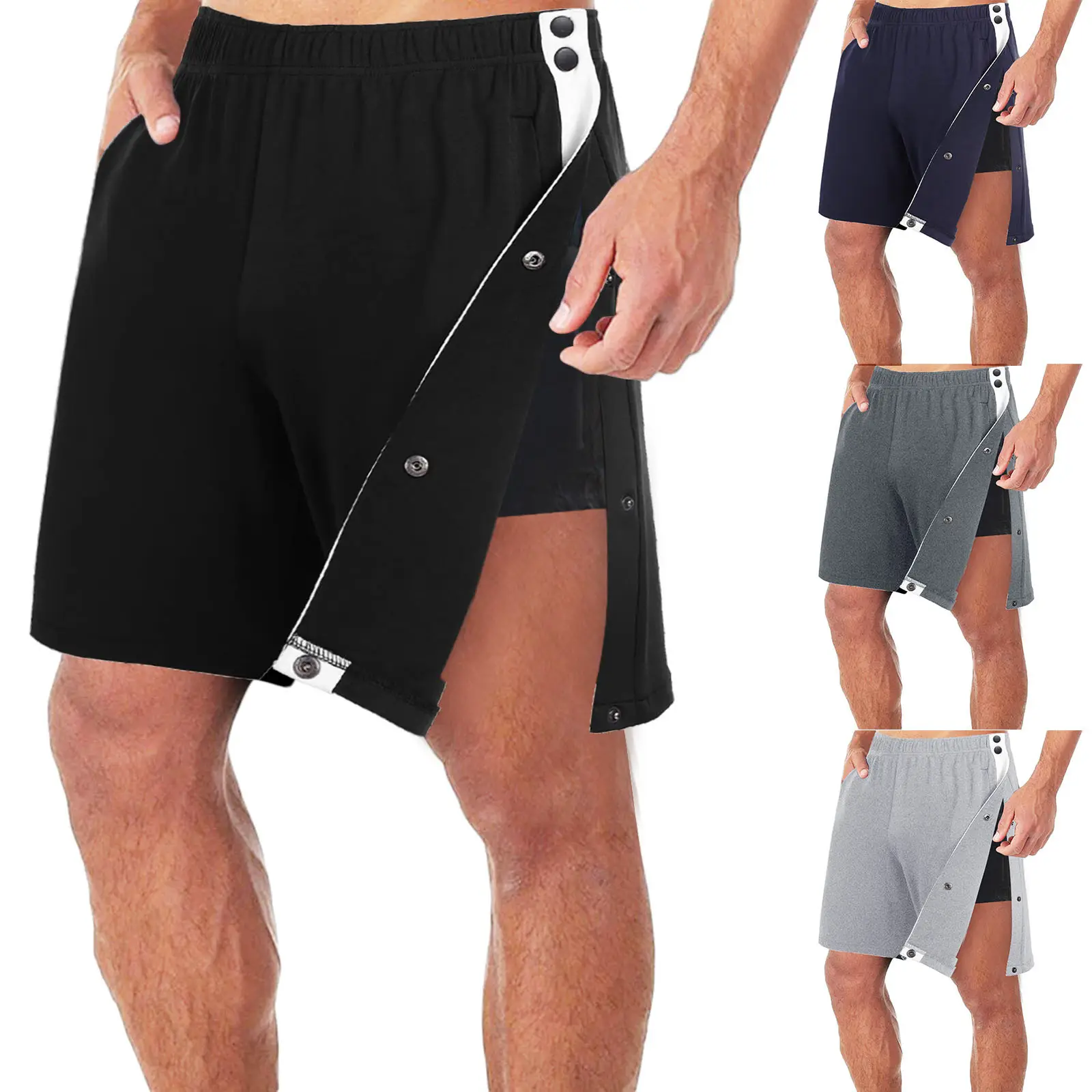 Men's Black Full Breasted Shorts Basketball Training Pants — feature 4