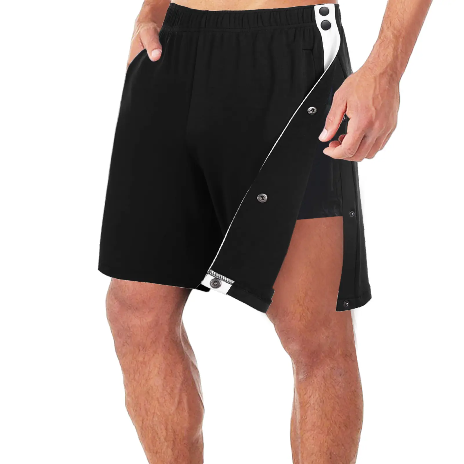 Men's Black Full Breasted Shorts Basketball Training Pants — feature 8