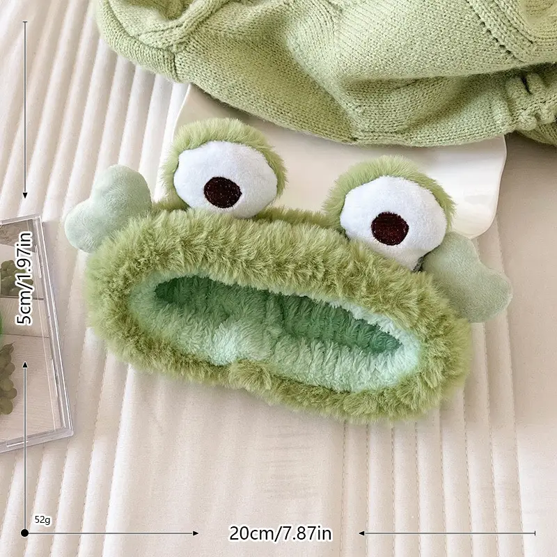 Cute Frog Headband for Women Green Plush Hair Hoop — feature 2