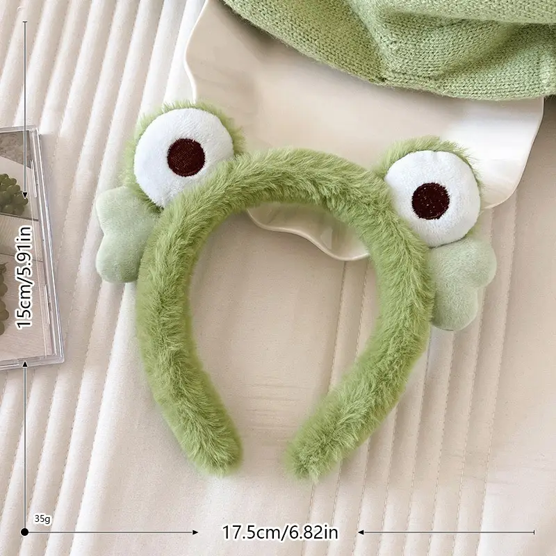 Cute Frog Headband for Women Green Plush Hair Hoop — feature 3