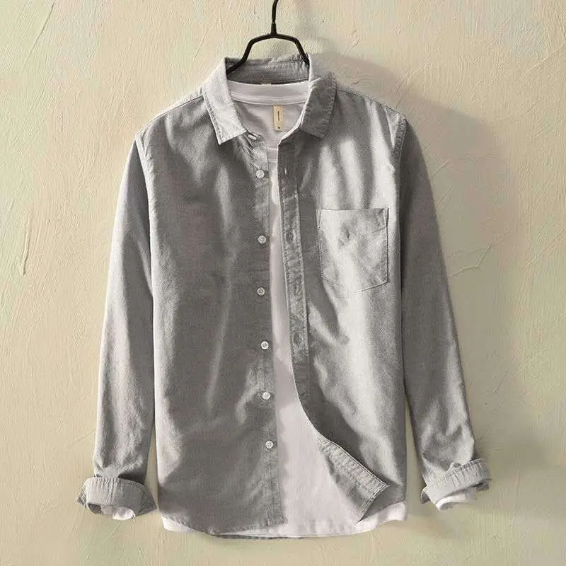 Men's Black Slim Fit Oxford Shirt Large - Image 7