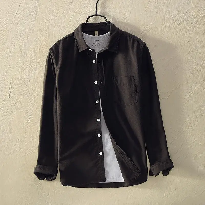 Men's Black Slim Fit Oxford Shirt Large - Image 8