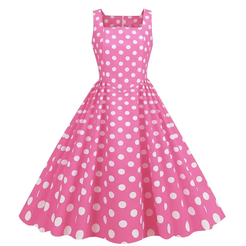 Blue Polka Dot Swing Dress for Girls - Image 2