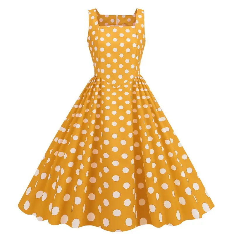 Blue Polka Dot Swing Dress for Girls - Image 3
