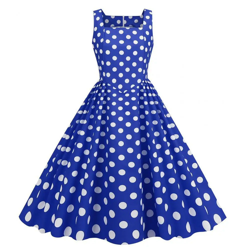 Blue Polka Dot Swing Dress for Girls — feature 4