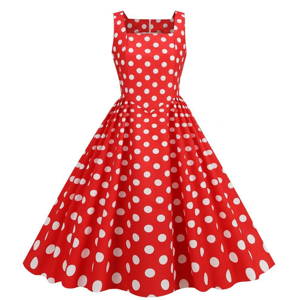 Blue Polka Dot Swing Dress for Girls — feature 5