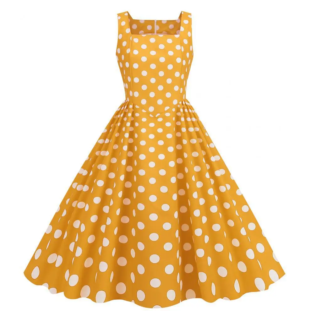 Blue Polka Dot Swing Dress for Girls — feature 7