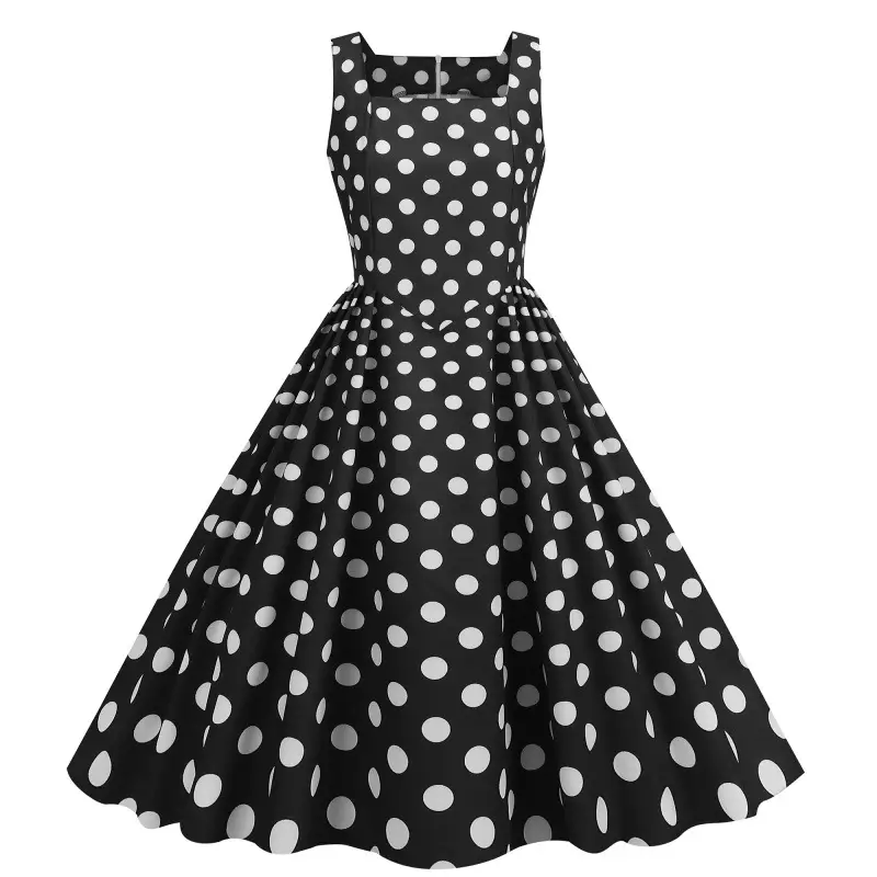 Blue Polka Dot Swing Dress for Girls - Image 4