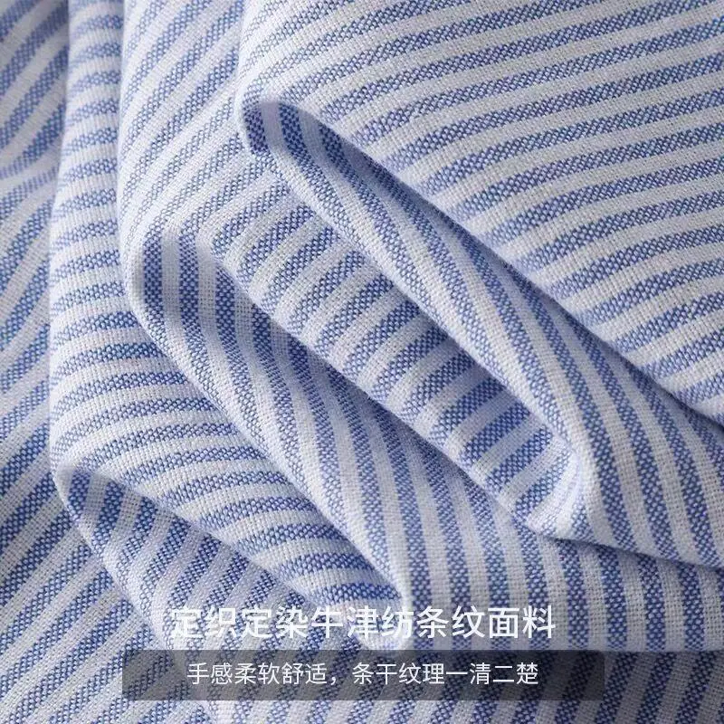 Long Sleeve Men's Striped Oxford Shirt Blue White