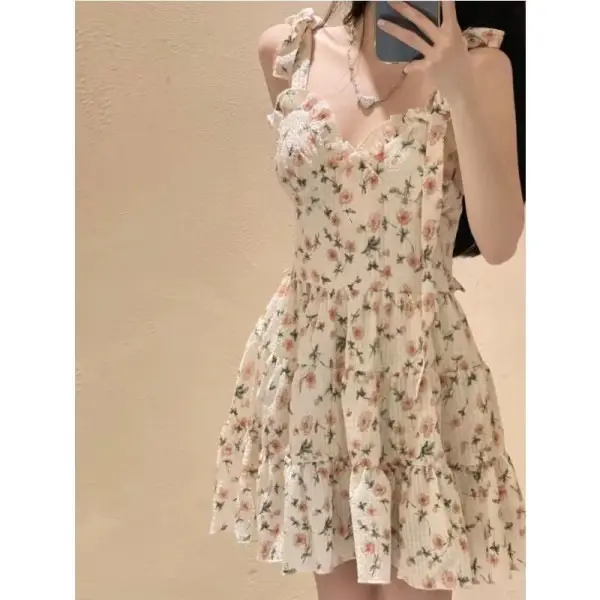 French Floral Skirt Dress Women Summer 2023