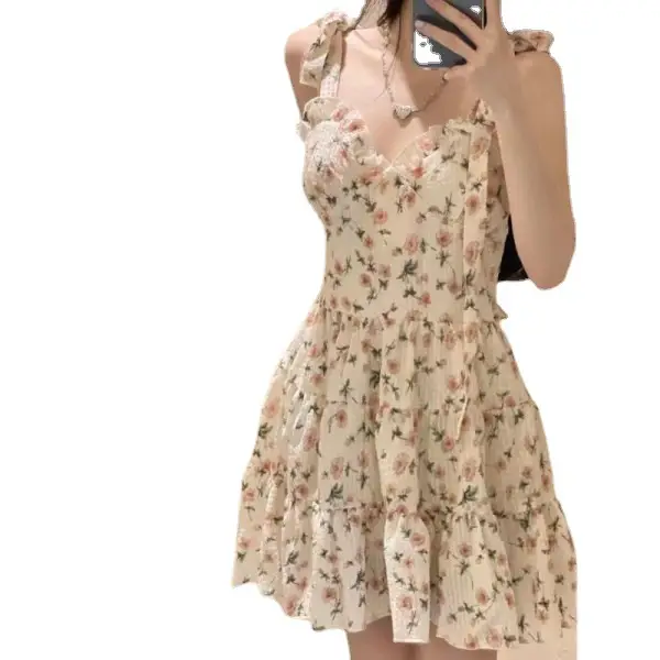 French Floral Skirt Dress Women Summer 2023