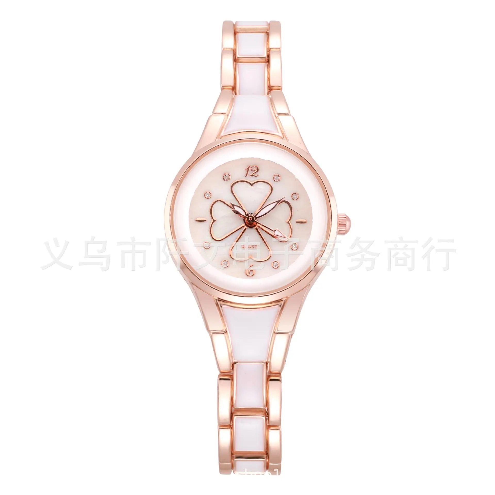 Women's Rhinestone Watch Gold White Steel Strap - Image 3