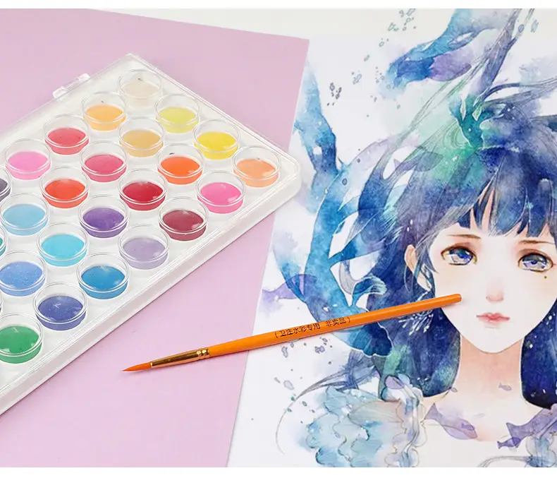 Wholesale 28 Colors 36 Colors Solid Watercolor Transparent Solid Watercolor Set Kidsren's Painting Sketching Paint — feature 13