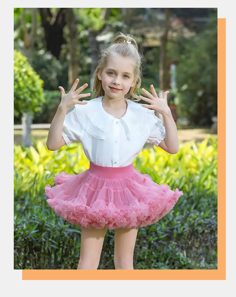 Girls Puffy Tutu Skirt Set White Pink — feature 10