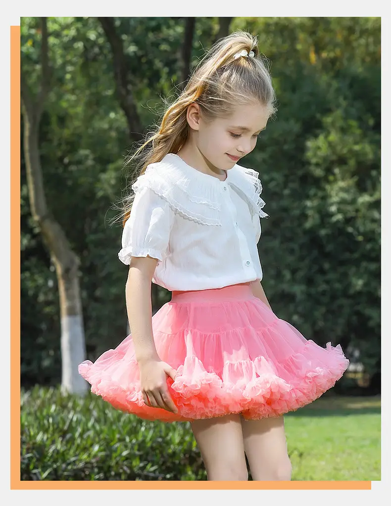 Girls Puffy Tutu Skirt Set White Pink — feature 12