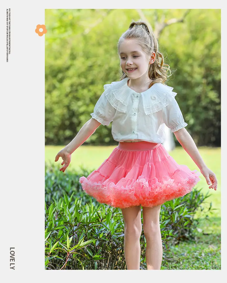 Girls Puffy Tutu Skirt Set White Pink — feature 13