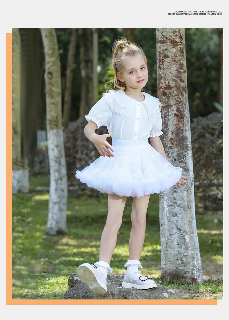 Girls Puffy Tutu Skirt Set White Pink — feature 14