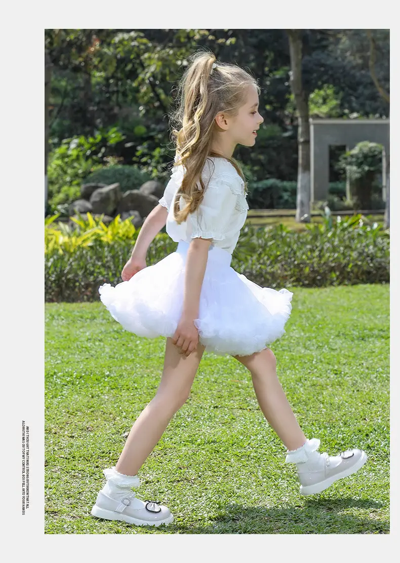 Girls Puffy Tutu Skirt Set White Pink — feature 15