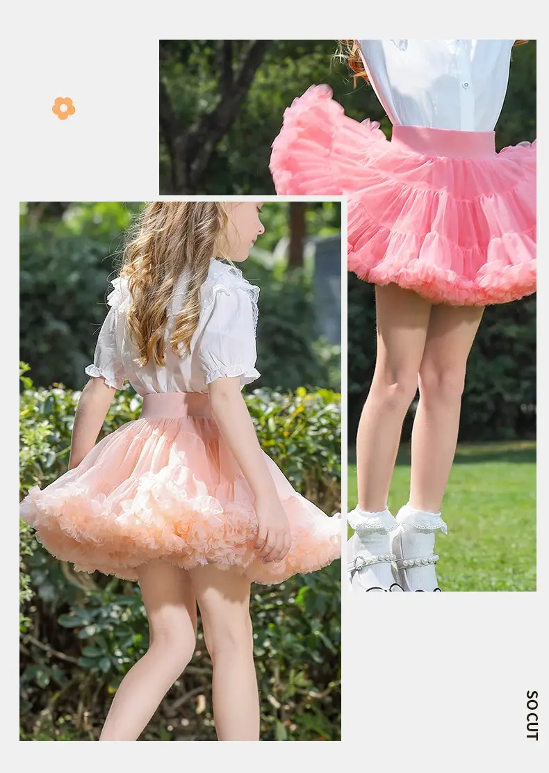 Girls Puffy Tutu Skirt Set White Pink — feature 16
