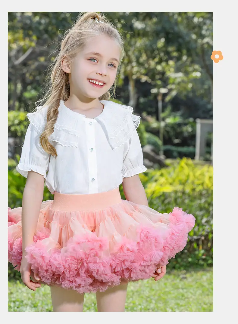 Girls Puffy Tutu Skirt Set White Pink — feature 7