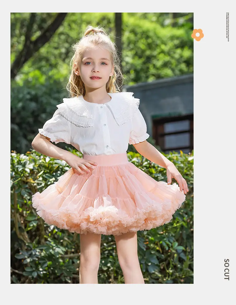 Girls Puffy Tutu Skirt Set White Pink — feature 9