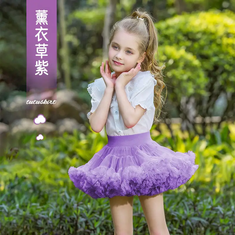 Girls Puffy Tutu Skirt Set White Pink