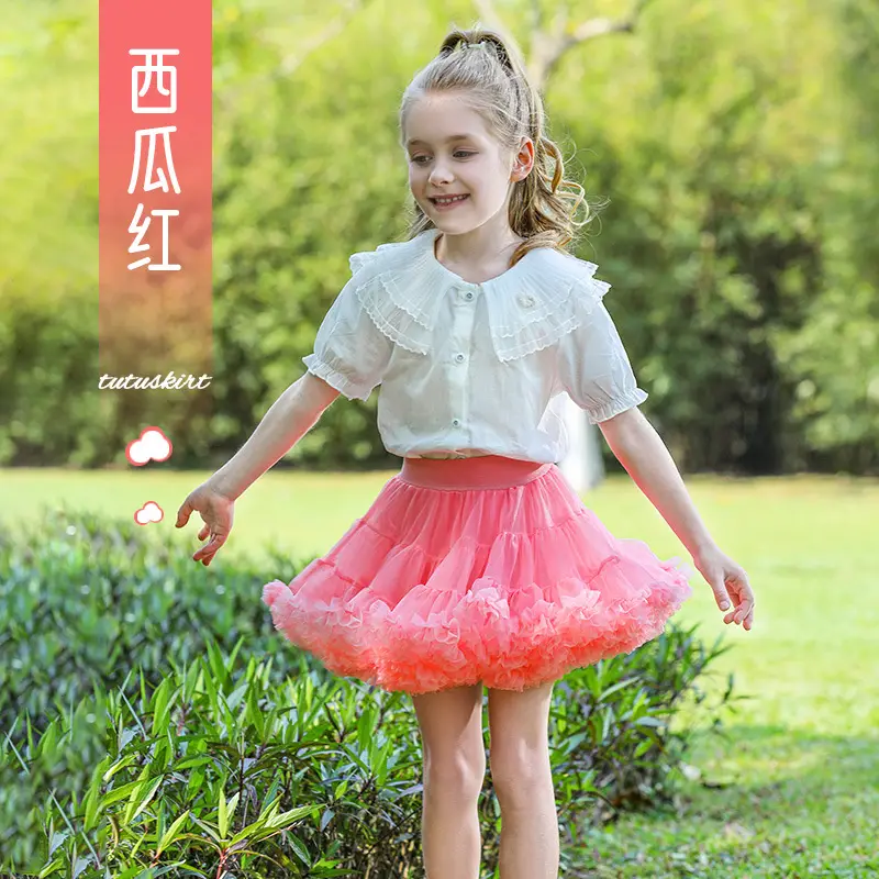 Girls Puffy Tutu Skirt Set White Pink