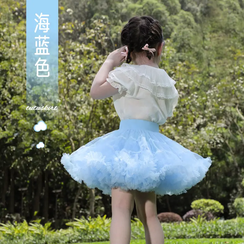 Girls Puffy Tutu Skirt Set White Pink