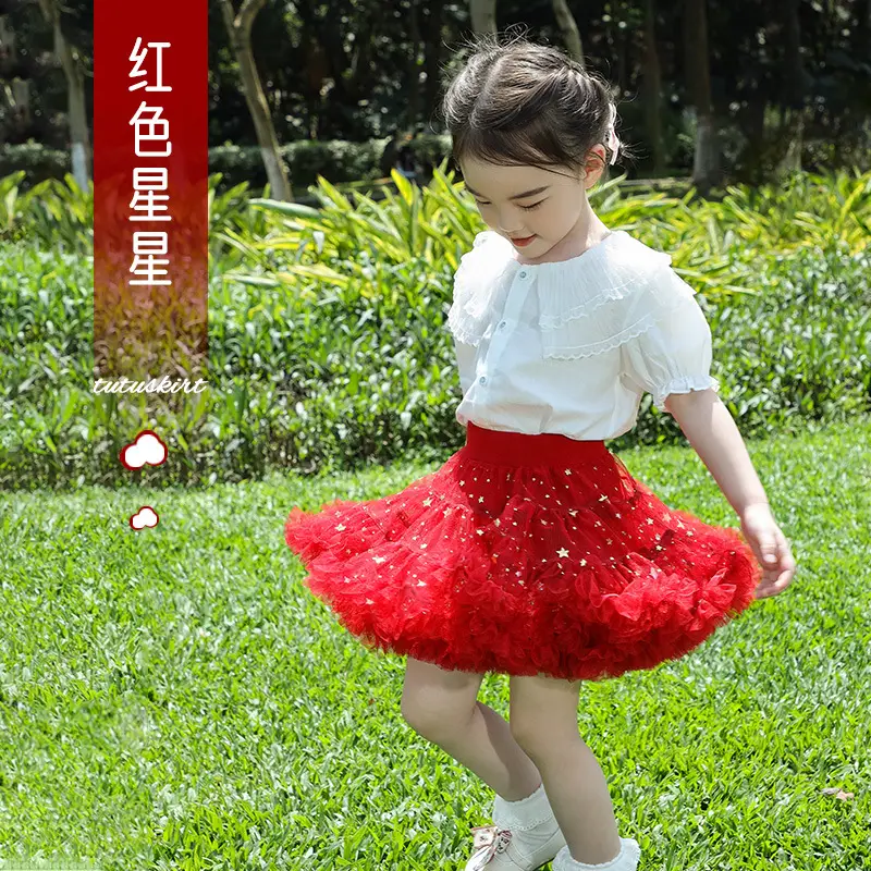 Girls Puffy Tutu Skirt Set White Pink