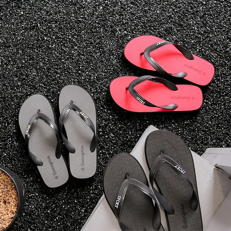 2024 Men's Black Flat Thong Sandals
