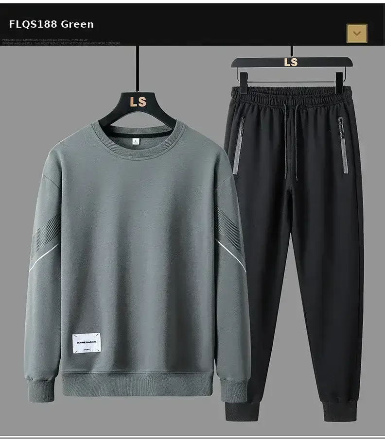 Men LS Casual Sweatshirt Set Blue Black Loose Fit — feature 11