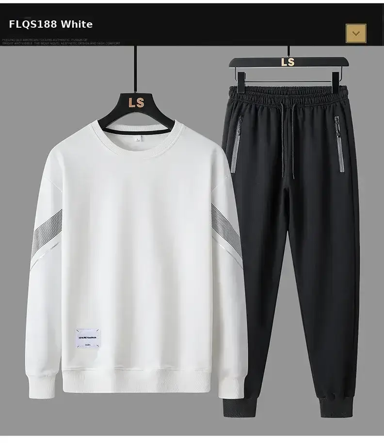 Men LS Casual Sweatshirt Set Blue Black Loose Fit — feature 12