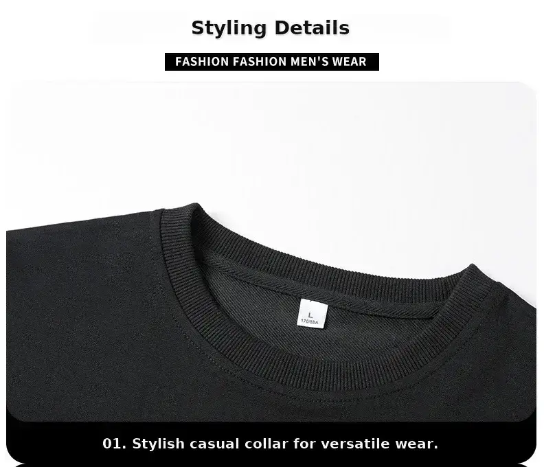 Men LS Casual Sweatshirt Set Blue Black Loose Fit — feature 13