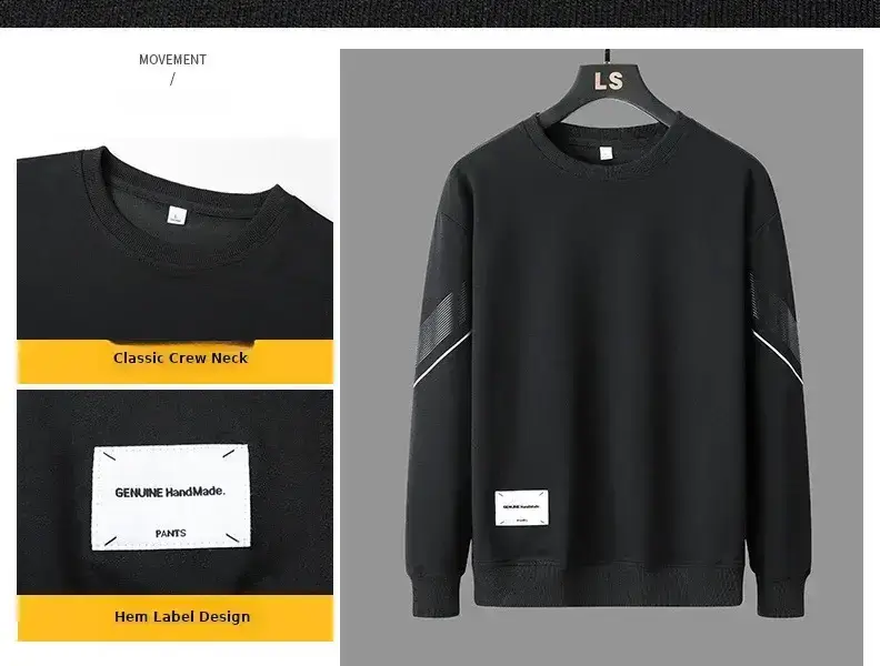 Men LS Casual Sweatshirt Set Blue Black Loose Fit — feature 4