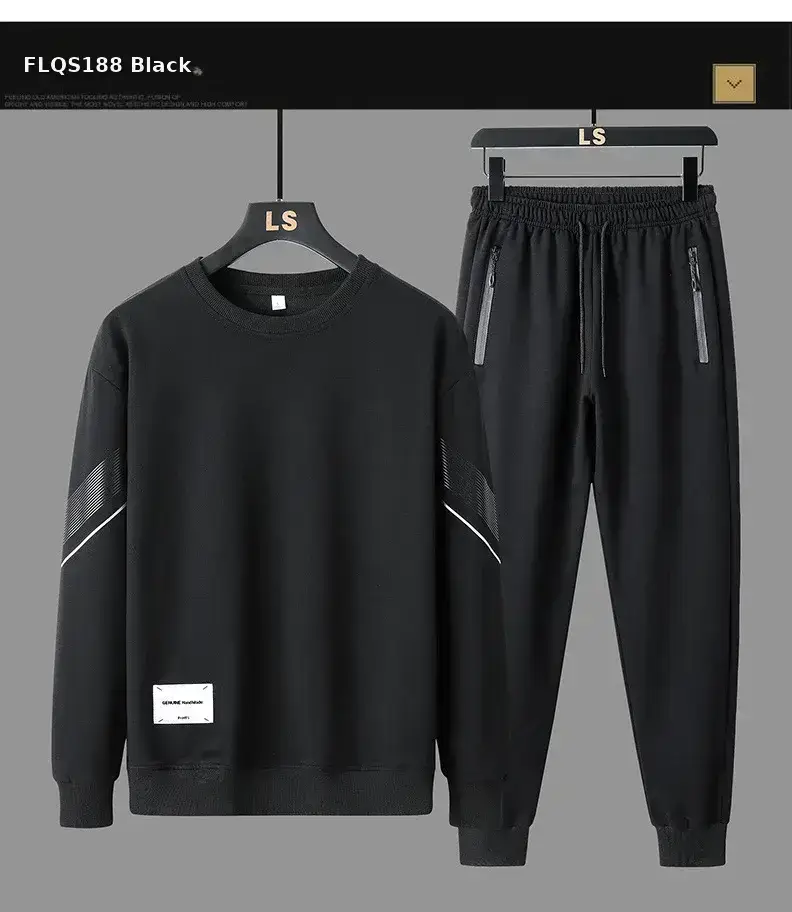 Men LS Casual Sweatshirt Set Blue Black Loose Fit — feature 8