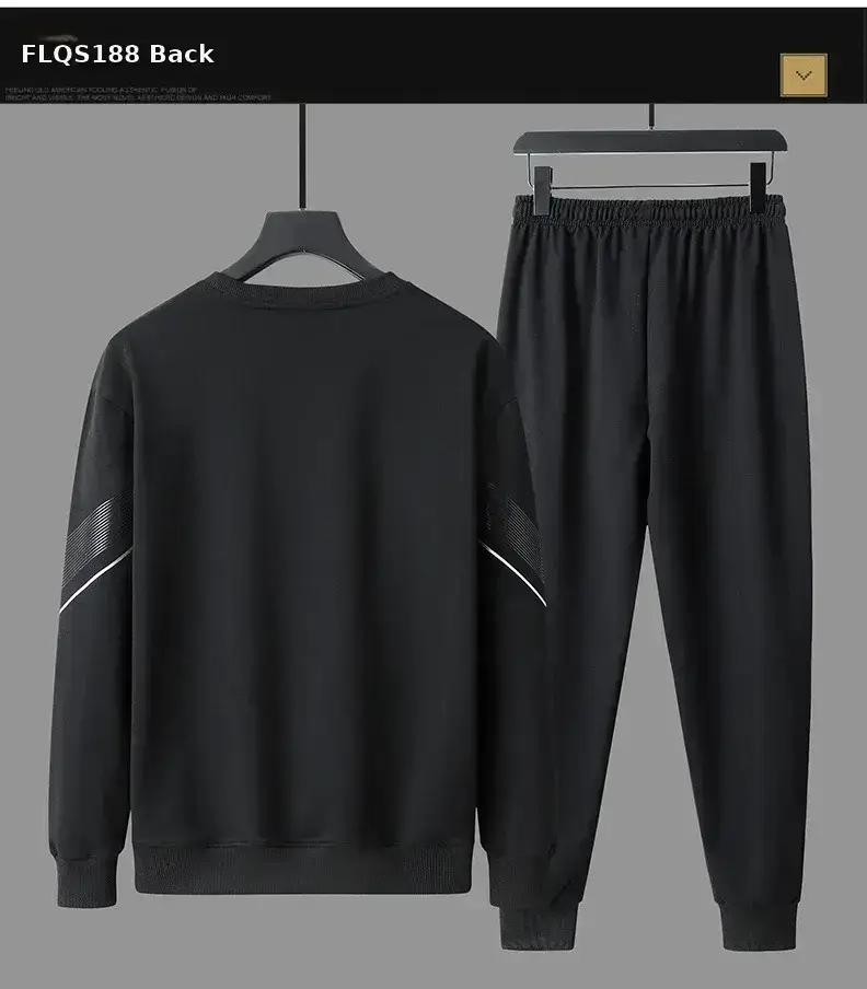 Men LS Casual Sweatshirt Set Blue Black Loose Fit — feature 9