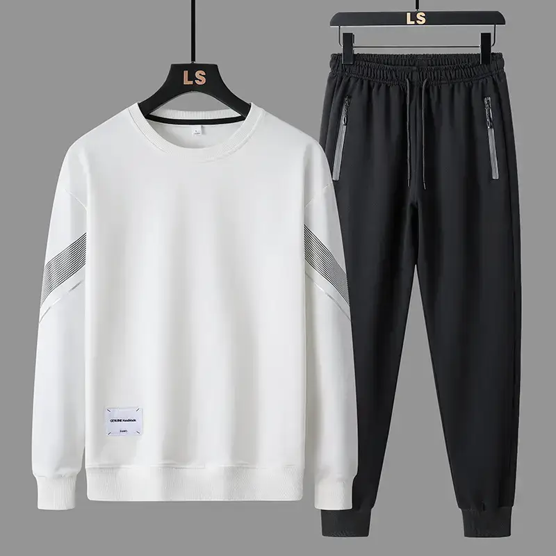 Men LS Casual Sweatshirt Set Blue Black Loose Fit