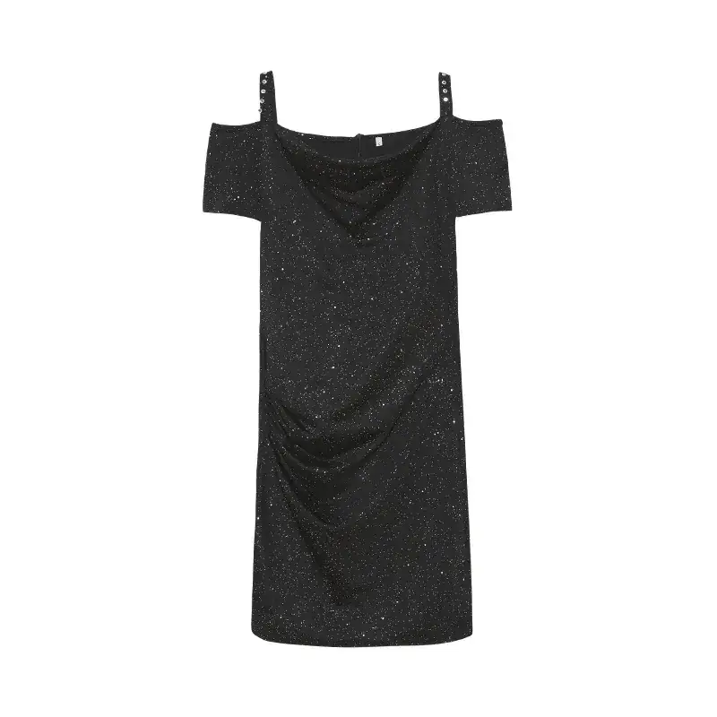 Bright Pink Off-Shoulder Diamond Strap Dress for Women — feature 21