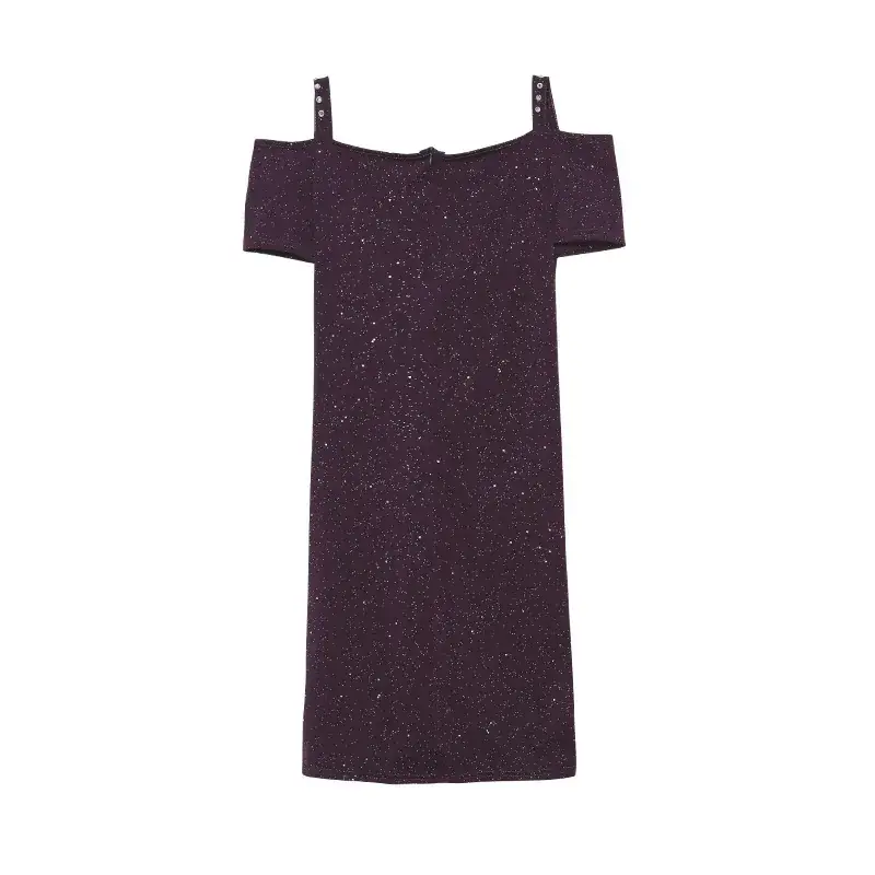 Bright Pink Off-Shoulder Diamond Strap Dress for Women — feature 25