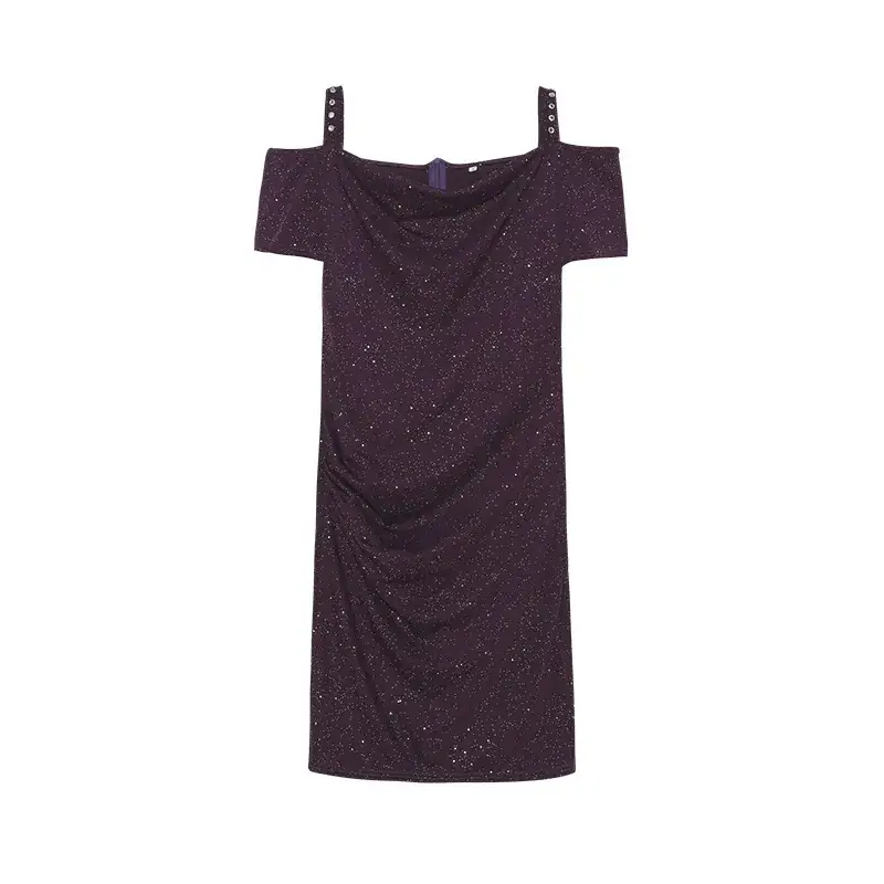 Bright Pink Off-Shoulder Diamond Strap Dress for Women — feature 26