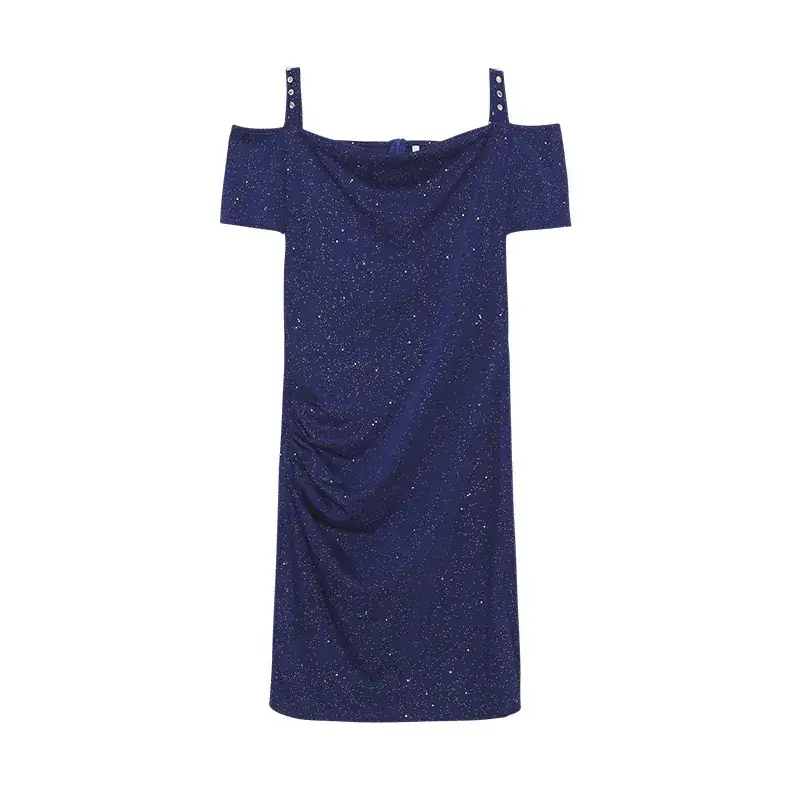 Bright Pink Off-Shoulder Diamond Strap Dress for Women — feature 8