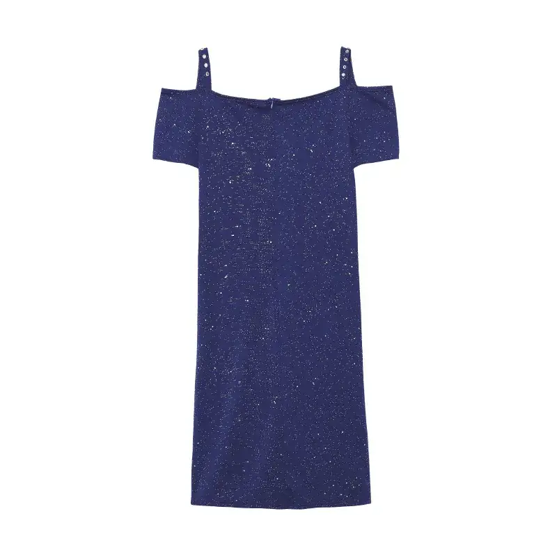 Bright Pink Off-Shoulder Diamond Strap Dress for Women — feature 9